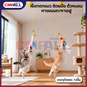 เชือกตกแมว ติดผนัง ตัวหนอน หางขนนก/หางฟู